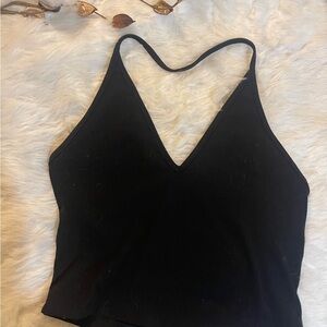 Black V-Neck Women's Crop Top